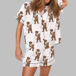 California Bear Hugging California Map Print Pajama Set