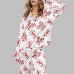 Diet Drinks Pink Bow Coquette Satin Pajama Set