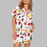 Wine Food Print Pajama Set
