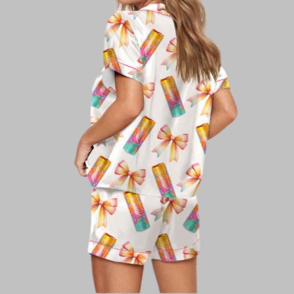 Coquette Orange Energy Drink Satin Pajama Set 3