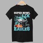 Eagles Super Bowl 2025 LIX Champions helmet on fire Shirt