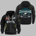 Eagles Super Bowl LIX Champions 2025 Fly Eagles Fly Quarter Zip Hoodie