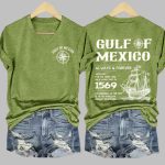 Gulf Of Mexico Printed V Neck T-Shirt