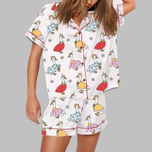 Spring Porch Goose Pattern Pajama Set