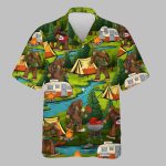 Bigfoot Camping Hawaiian Shirt