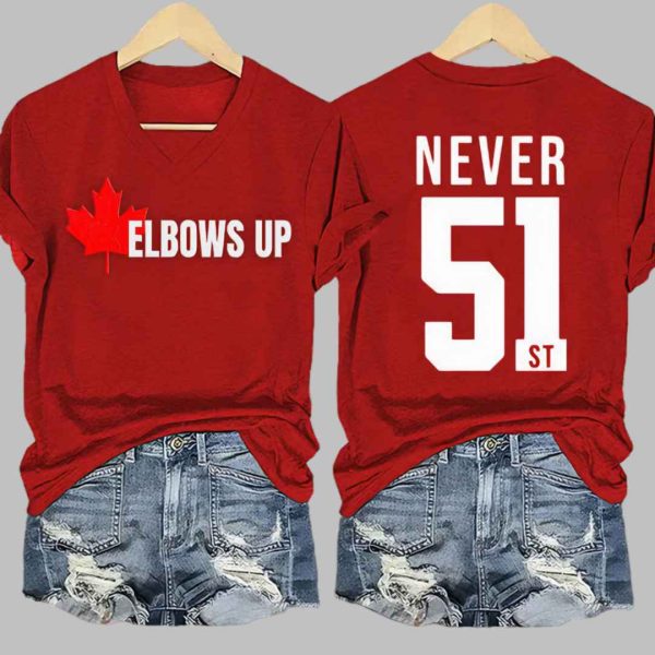 Canada Elbows Up Never 51st Printed Shirt 2