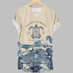 Gulf Of Mexico ESTD 1550 Stay Salty And Resist Print V Neck T-Shirt