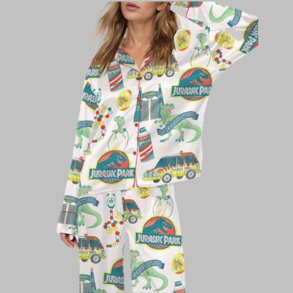 Jurassic Dinosaur Park Satin Pajama Set 1
