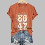 Retro Flowers 86 47 Print T-Shirt