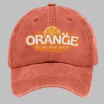 Retro Orange Is The New Idiot Print Hat