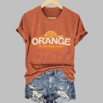 Retro Orange Is The New Idiot Print T-Shirt