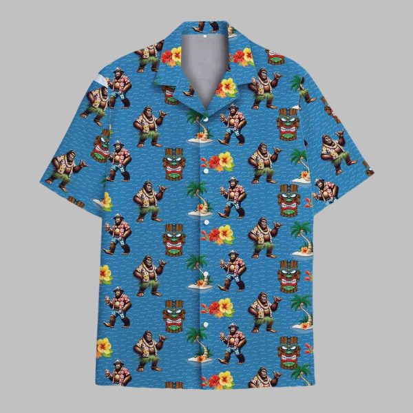 Tropical Bigfoot Tiki Hawaiian Shirt 2