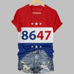 Women's 8647 Printed Round Neck T-Shirt