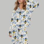 Flowers And Bees Silky Satin Pajama Set