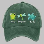 Frog Dragonfly Turtle Print Baseball Cap