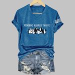 Retro Penguins Against Tariffs Print T-Shirt