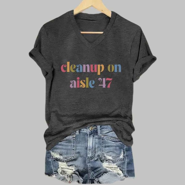 Womens Cleanup On Aisle 47 Print Casual T Shirt 2