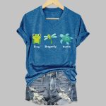 Women's Frog Dragonfly Turtle Printed T-Shirt