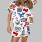 Independence Day Western Silky Satin Pajama Set