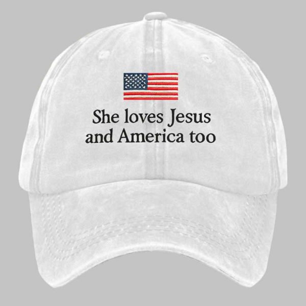 She Loves Jesus And America Too Print Baseball Cap 3