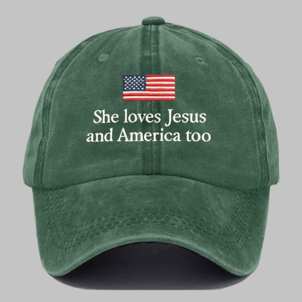 She Loves Jesus And America Too Print Baseball Cap 4