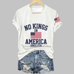 Women's No Kings In America Printed Casual T-Shirt