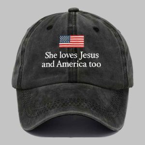 She Loves Jesus And America Too Print Baseball Cap 2