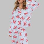Crab Stripe Silky Satin Pajama Set