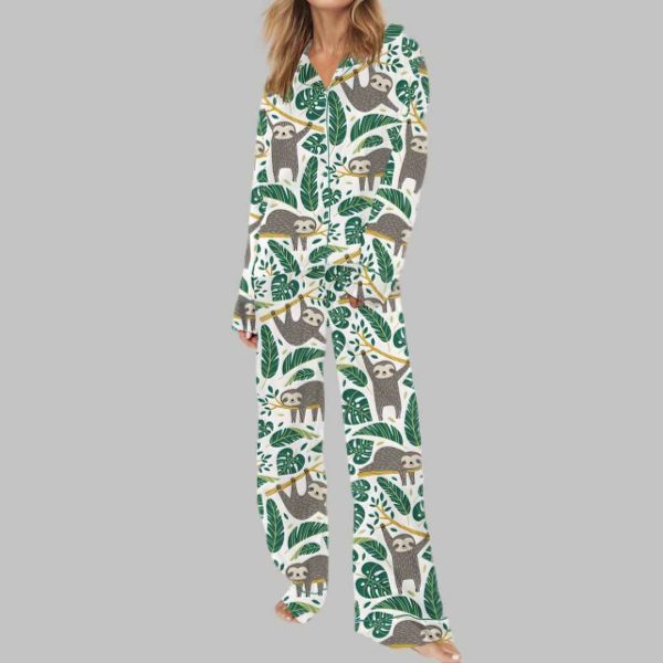 Cute Sloth Silky Satin Pajama Set 3