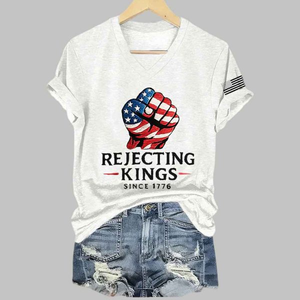 Rejecting Kings Since 1776 V neck Shirt 2