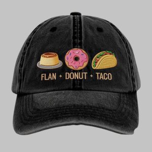 Vintage Flan Donut Taco Print Baseball Cap 2