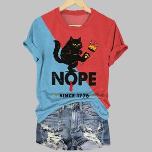 Womens Retro NOPE SINCE 1776 Print T Shirt 2