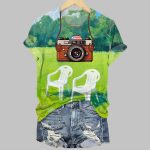 BadBunny Oil Painting Print Crew Neck T-shirt