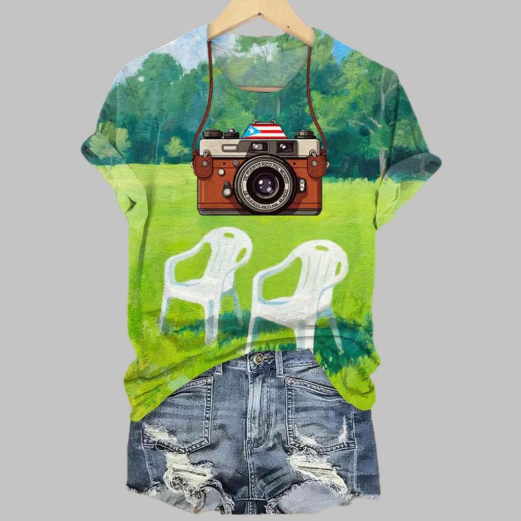 BadBunny Oil Painting Print Crew Neck T shirt 3 BadBunny Oil Painting Print Crew Neck T shirt 3
