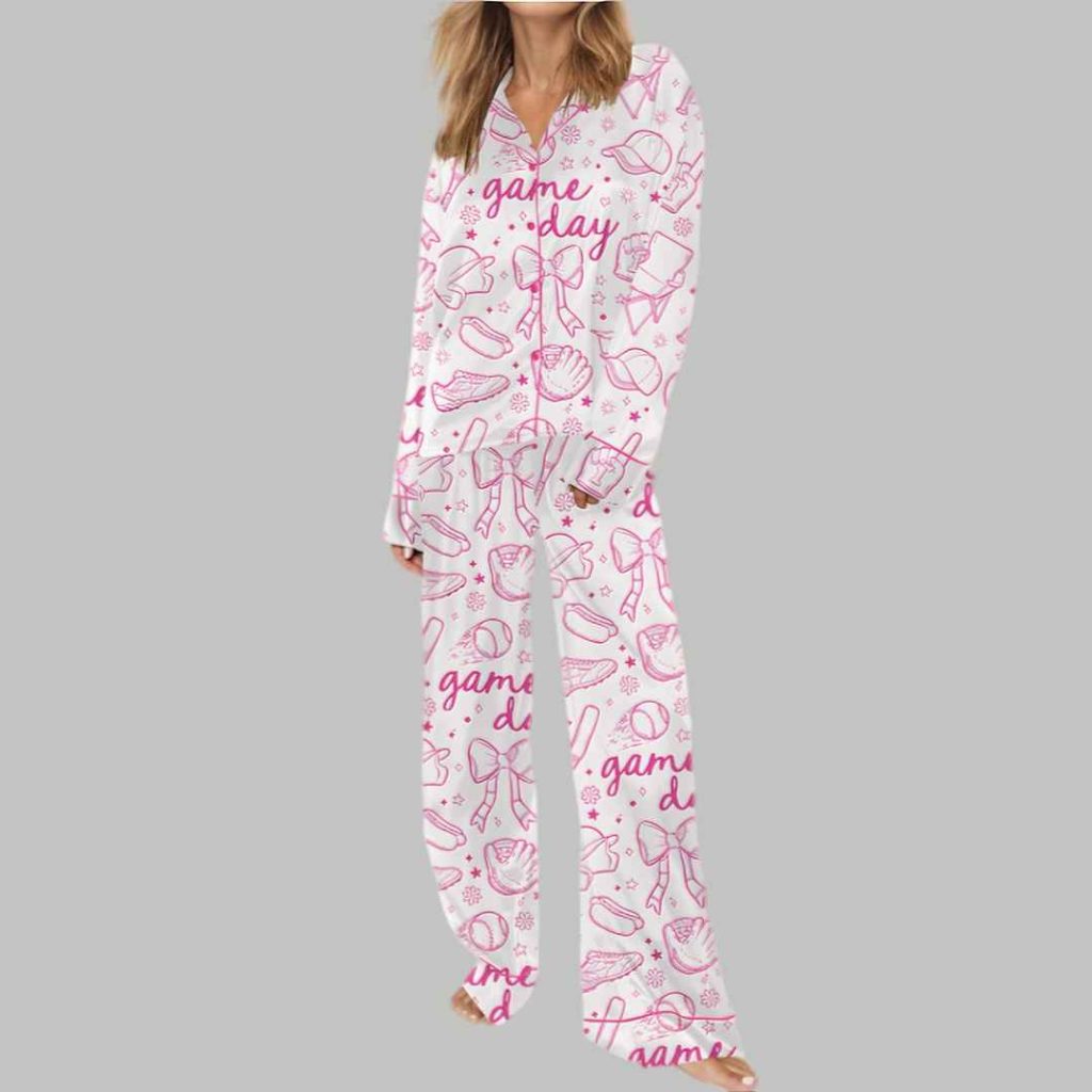 Baseball Game Day Silky Satin Pajama Set 3 Baseball Game Day Silky Satin Pajama Set 3
