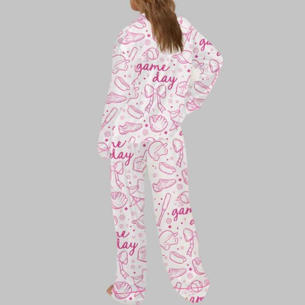 Baseball Game Day Silky Satin Pajama Set 4