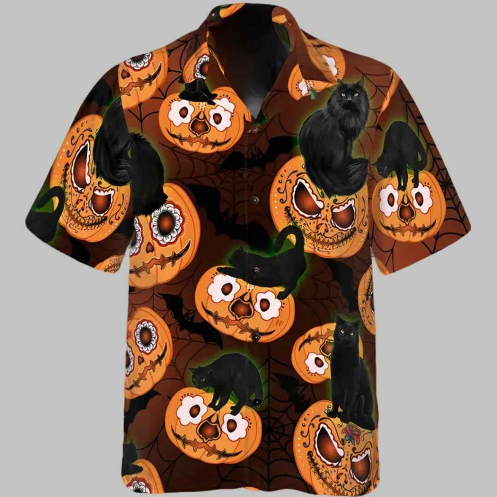 Black Cat Pumpkin Spider Hawaiian Shirt 3 Black Cat Pumpkin Spider Hawaiian Shirt 3