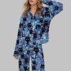 Black Cats Silky Satin Pajama Set 1