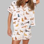 Cat Breeds Short Sleeve Satin Pajama Set