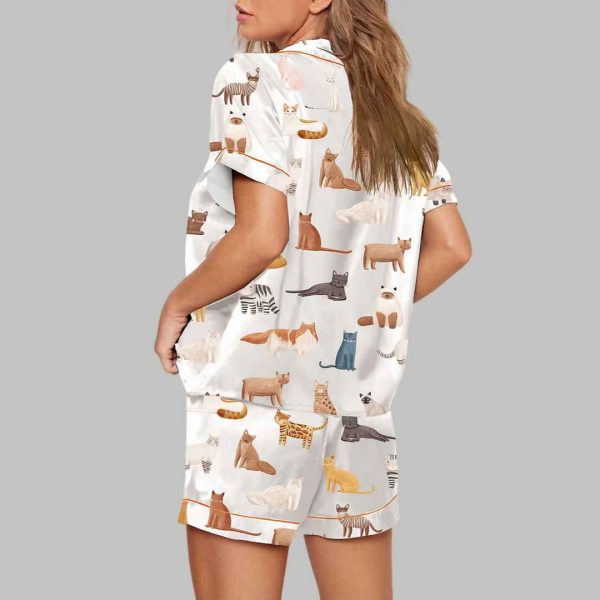 Cat Breeds Short Sleeve Satin Pajama Set 4