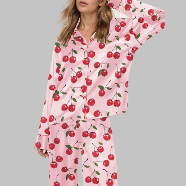 Cherries Silky Satin Pajama Set 1