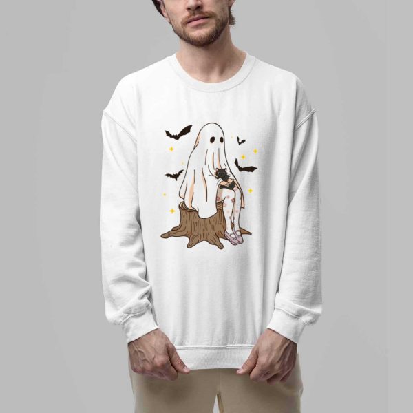 Cute Ghost Cat Girl Halloween Shirt 2