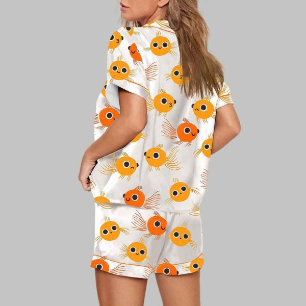 Cute Goldfish Short Sleeve Satin Pajama Set 4