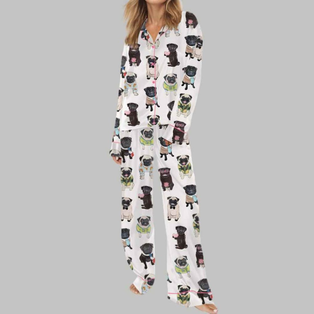 Cute Pug Silky Satin Pajama Set 3 Cute Pug Silky Satin Pajama Set 3