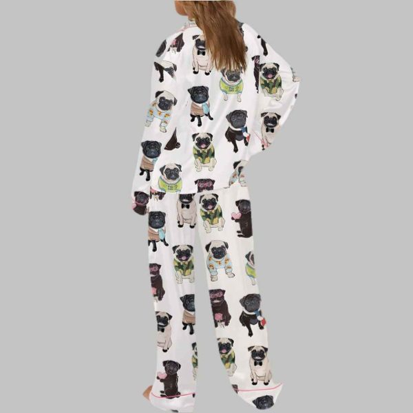 Cute Pug Silky Satin Pajama Set 4