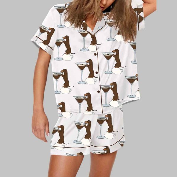 Dachshund Teeni Weeni Espresso Martini Pajama Set 1