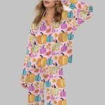 Fall Pumpkin Silky Satin Pajama Set