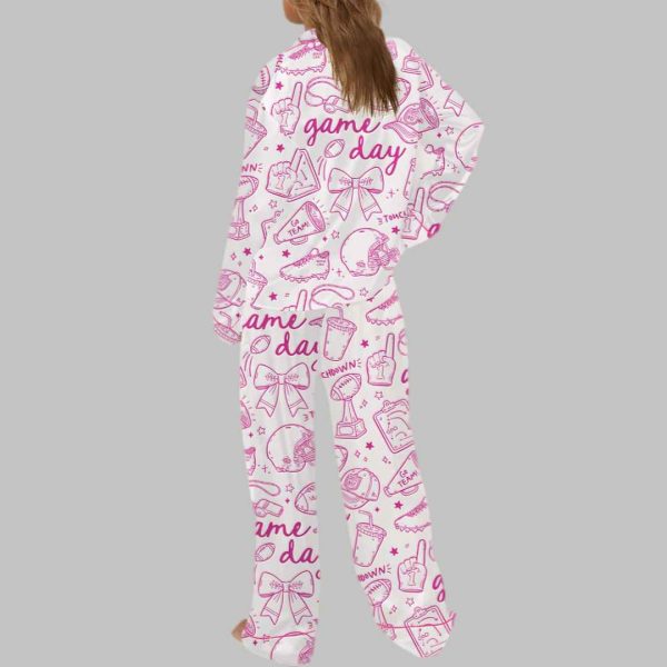Football Doodles Game Day Silky Satin Pajama Set 4