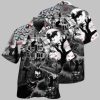 Gothic Black Cat Skull Bat Hawaiian Shirt 2