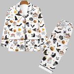 Halloween Ghost Black Cat Pumpkin Bat Spider Skull Pajama Set
